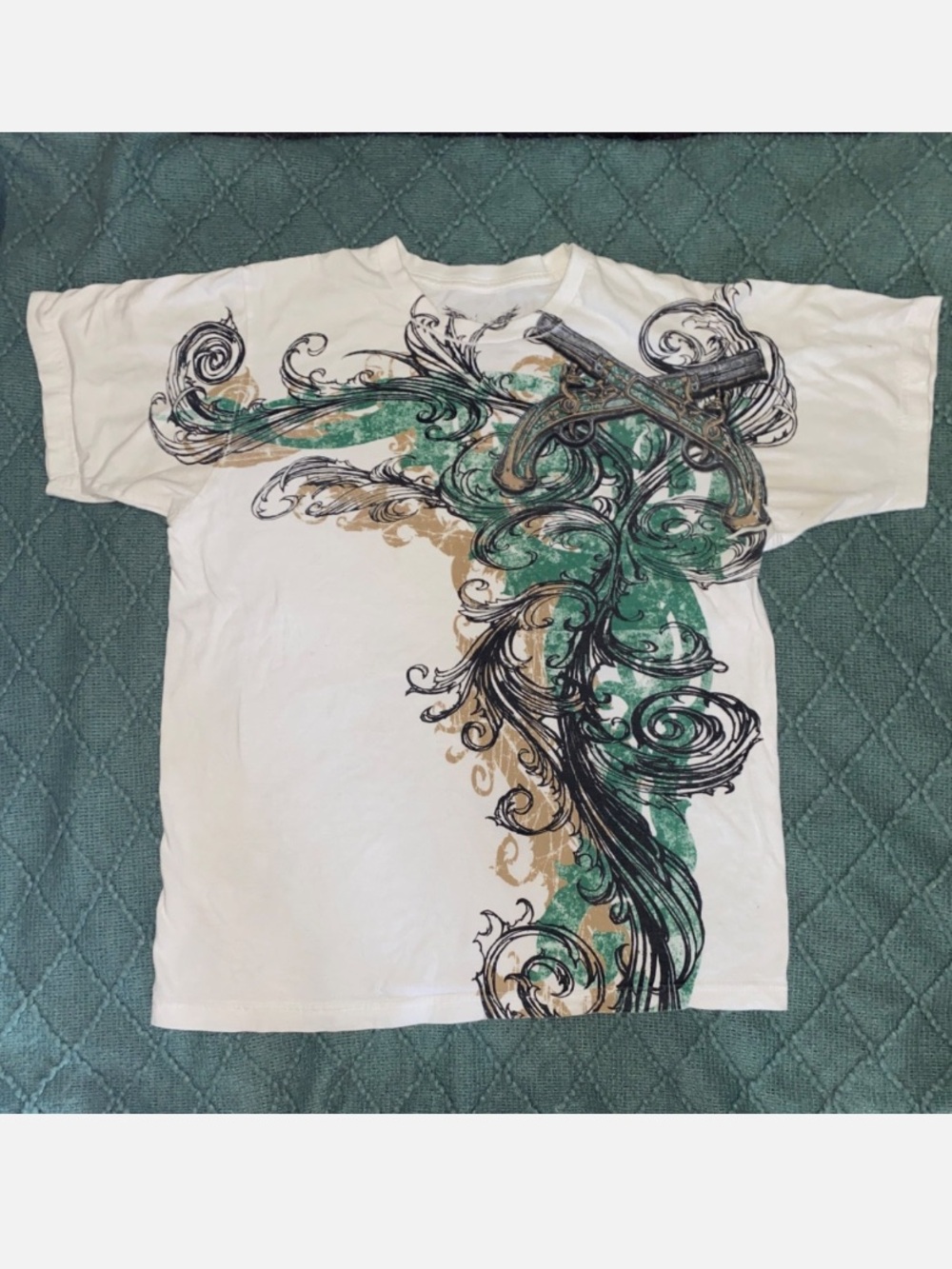 Vintage Y2K Apprime T Shirt White Green Brown Short Sleeve Mens Size Medium